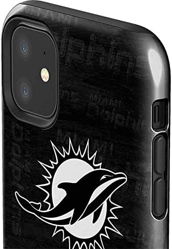 Vista 2 de Skinit Impact Phone Case Compatible with iPhone 11 - Officially Licensed NFL Miami Dolphins Black & White Design