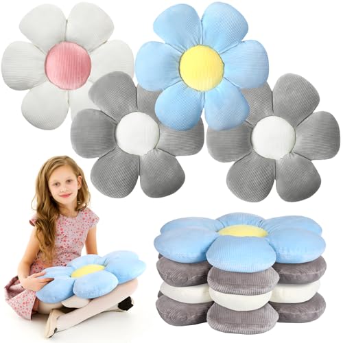 Reginary 4 Pcs Flower Floor Pillows Cute Plush Flower Throw
