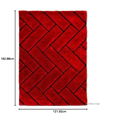 Image of Modern Quality Carpet /Trending Design Hand Woven Fluffy Rug /Mats for Bedroom /Dinning Hall /Living Room 2-inch Thick [Size 4x6 feet]