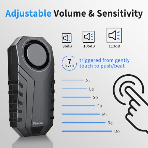 Wsdcam WSD22R01C 113Db Loud Anti Theft Vibration Sensor Alarm Systems For Electric Bike Motorcycle Golf Car Trailer Mailbox Garage Door Waterproof Home Security Bike Accessories Bike Alarm thumb #4