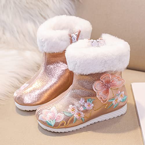 Girls Shoes Butterfly Embroidered Warm Cotton Boots Embroidered Boots National Style Boots Tall Boots for Winter3