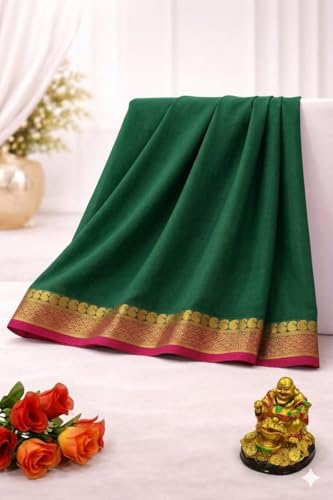 Image of Anushka Fashions Semi Mysore Crepe Silk Saree with 2D Pattern, Contrast Border, Rich Pallu & Blouse Piece Included, Lightweight Ethnic Wear for Festive, Party & Traditional Occasions