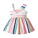 Toddler Infant Kids Baby Girls Summer Girl's Rainbow Striped Dress Children's Fashion Shoulder (Pink, 6-9 Months)