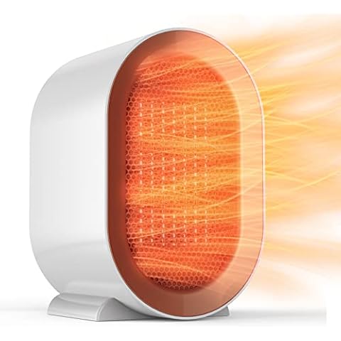 Space Heater, Portable Ceramic Plug in Fan Heater, Ceramic Heaters for Home Low Energy, Electric Fan Heater Silent with Overheating & Tip-Over Protection, 3s Fast Heating, 2 Modes for Home Office Desk Cover