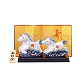 薬師窯(yakushigama) 染錦 招福 午 (親子) 【61】 2026年 令和8年 干支 うま 新年 置物 縁起物