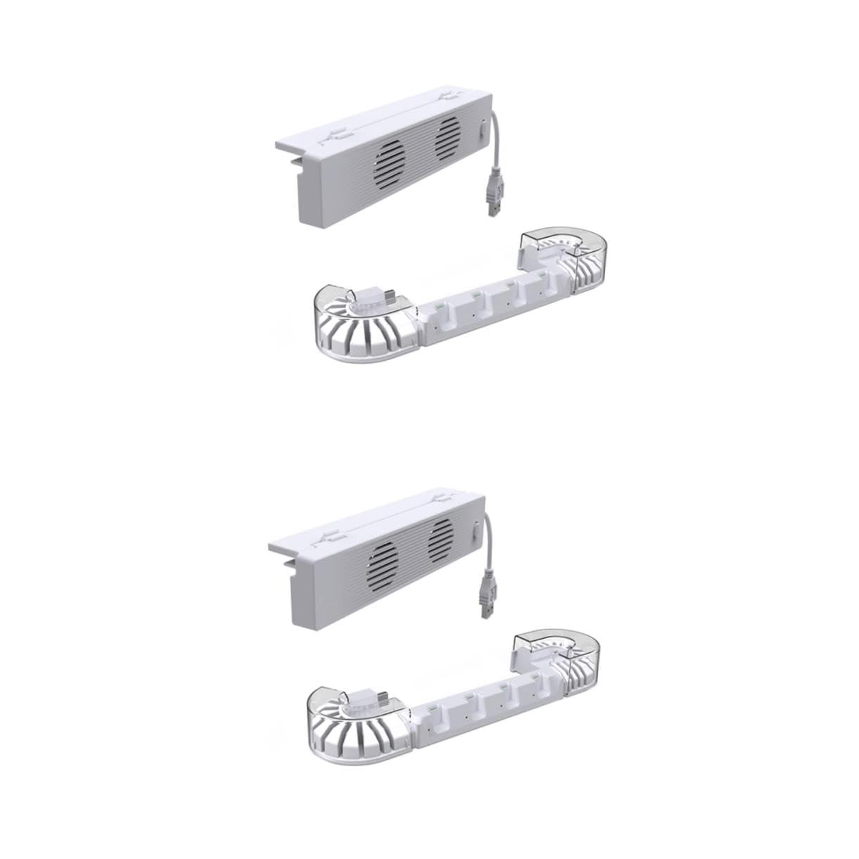 OUNONA 2 Set stazione di ricarica del controller caricabatterie portatile ventola di raffreddamento del gamepad raffrescatore d'aria della consolle AbS bianca