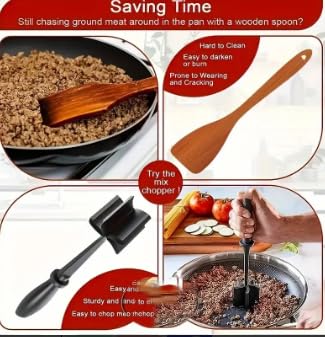 Meat Chopper for Hamburger, Premium Heat Resistant Masher and Smasher for Ground Beef, Ground Turkey and More, Nylon Ground Beef Chopper Tool and Meat Fork, Non Stick Mix Chopper