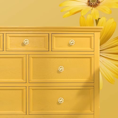 Image of QOGRISUN 10-Pack Brass Crystal Cabinet Knobs,Glass Crystal Gold Drawer Knobs,1-1 /4-Inch Polygon,Decorative Dresser Pulls, Modern Cabinet Hardware
