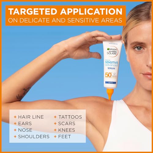 Garnier Ambre Solaire SPF 50+ Sun Protection Serum Face & Body, Non-Sticky, Non-Greasy Fluid Texture, No White Cast, Sensitive Advanced, 125 ml - Image 4