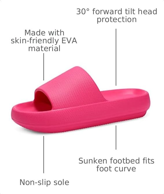 Image of welltree Slides for Women Men Pillow Slippers Non-Slip Bathroom Shower Sandals Soft Thick Sole Indoor and Outdoor Slides