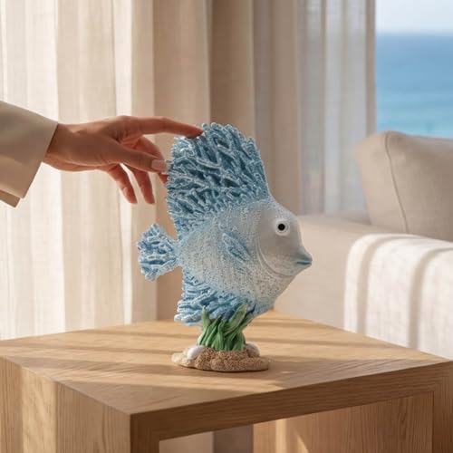 Estatua decorativa de pez oceánico estilo costero miniatura 2