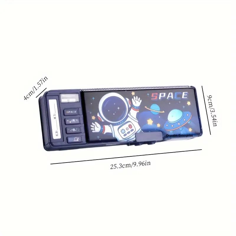 Image of Plastic Multifunctional Space Lock Compass Box for Kids, Pencil Box for Boy & Girl, Magnetic & Password Lock Compass Box for Boys Space Theme Return Gifts for Kids, Multicolor