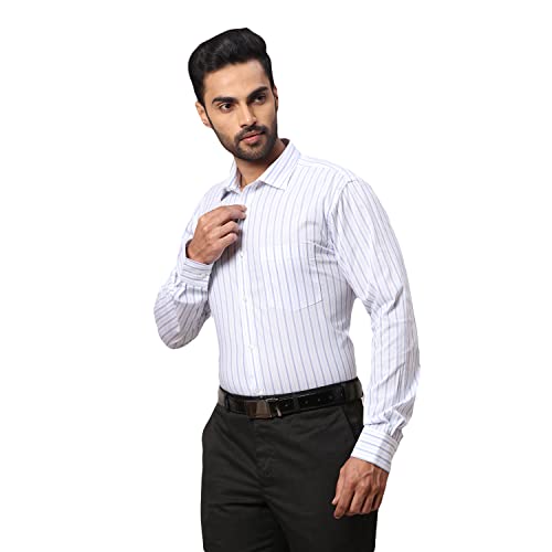 Image of Park Avenue Men's Pure Cotton Solid Pattern Slim Fit Semi Cutaway Collar Full Sleeve Formal Shirt