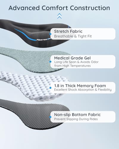 Fitense Bike Seat Cushion, Comfort Bike Seat Cover for Men Women, Exercise Bicycle Seat Cushion Padded Cover Compatible with Peloton, Mountain Stationary Bikes, Blue - Thumbnail 6
