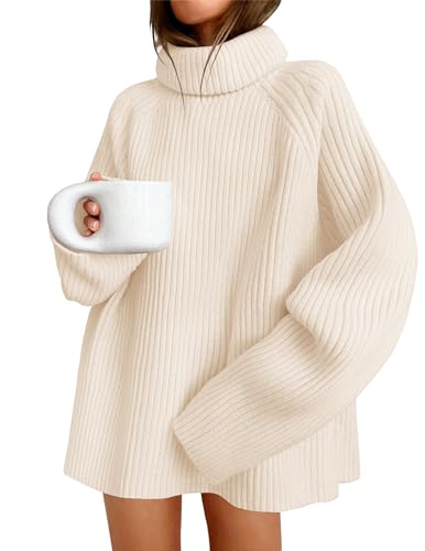 ZESICA Women's 2025 Fall Winter Sweaters Oversized Turtleneck Long Sleeve Chunky Knitted Pullover...