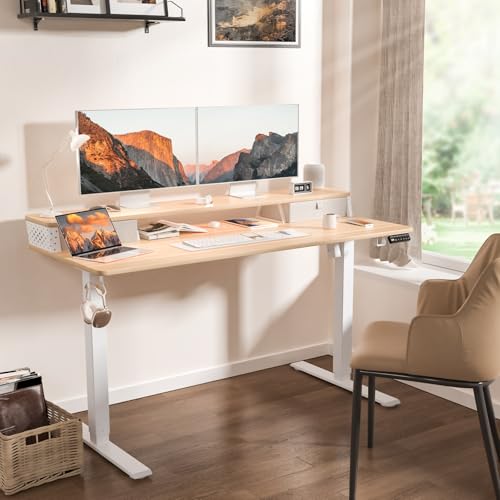 ExaDesk 48'x 24' Standing Desk with Drawers, Easy Assembly Design, Adjustable Height Sit Stand Up...