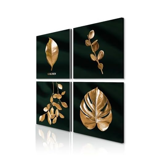 BONNYCO Spiegel Rund Gold 3 Stück Spiegel Klein Wanddeko Wohnzimmer Haus und Schlafzimmer | Spiegel Wand zum Aufhängen und Dekorieren | Spiegel Vintage Originelles Geschenk für Frauen und Mama 8 decomonkey Bilder Goldene Blätter 40x40 cm 4 Teilig Leinwandbilder Bild auf Leinwand Vlies Wandbild Kunstdruck Wanddeko Wand Wohnzimmer Wanddekoration Deko Gold Pflanzen Schwarz