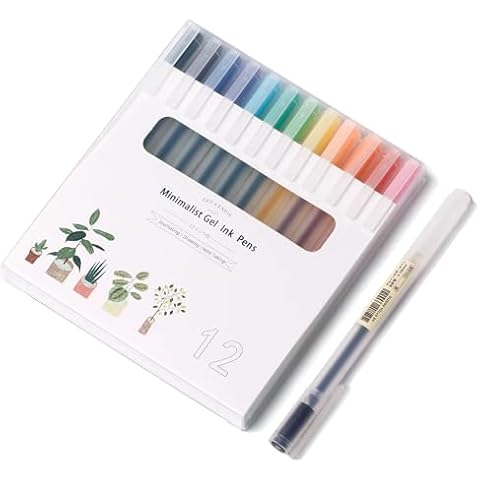 XIZE SH Premium Colorful Pens For Journaling Note Taking Cute Colored Pens Fine Point 0.38mm Needle Tip,Minimalist Japanese Style Gel Pens 12 Color Cover