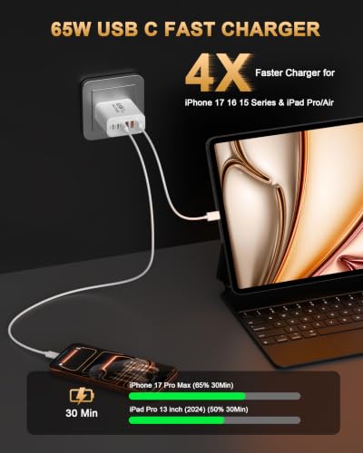 Image of 65W USB C Charger Blocks, USB-C Wall Fast Charging Block