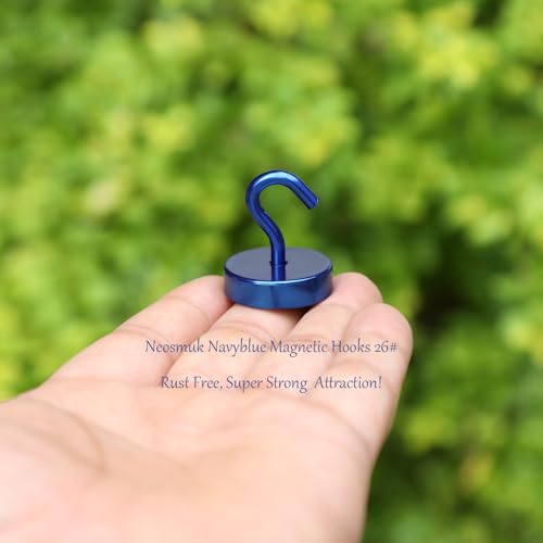 Image of Neosmuk Magnetic Hooks Steel Tube Design for Cruise,80lb+ Navyblue,10 Pack | Cruise Ship Essentials,Heavy Duty Magnett Hooks for Cabins, Refrigerator, Grill, Hanging, and Travel Extra Strong Must-Haves
