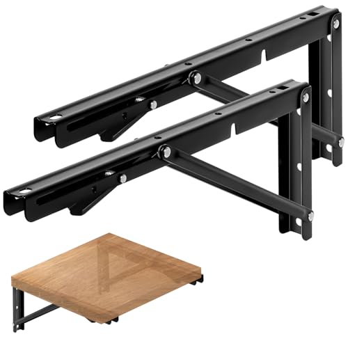 Heavy Duty Black Folding Shelf Brackets (2 Pack)