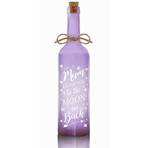 Mum I Love You Illuminated Wine Bottle - Led Star Light Message | 29cm | Xmas Birthday Gift | Cork Rope Lights | Home Office Decoration | Present, Ornament | Light Up