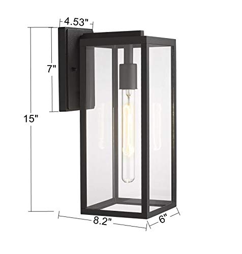 Bestshared 15" Outdoor Wall Lantern, 4 Pack Exterior Wall Sconce Light Fixtures,Wall Mounted Single Light, Black Wall Lamp With Clear Glass #TOP2