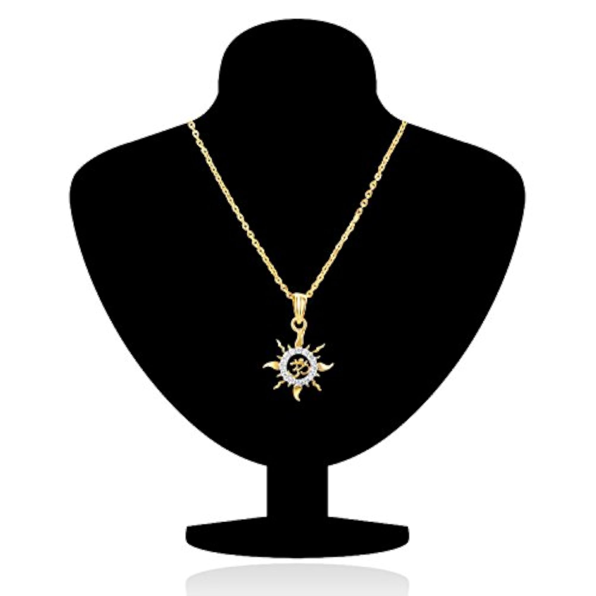 Gold-Plated Om Pendant with CZ