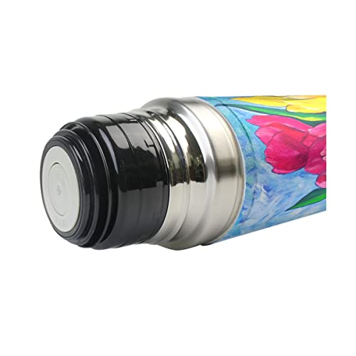 Tulipanes Artwork Botella de agua de acero inoxidable Frasco aislado al vacío Termo 500ml Viaje Deporte Té Café Beber… - Imagen 4