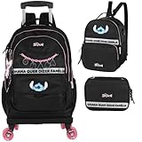 Mochila Infantil Rodinhas 360 Stitch com Lancheira e Estojo MC50082SC Preto