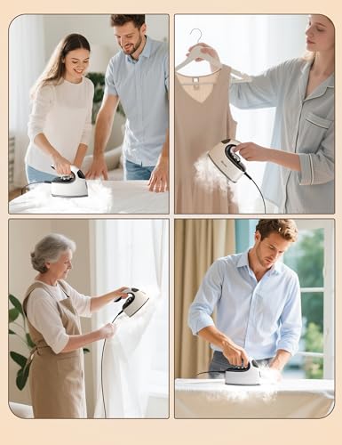 Sundu Reisebügeleisen, Steamer Dampfglätter, 2 in 1 Dampfbügeleisen Reise,5 Bügelmodi für Verschiedene Stoffe, Dampfleistung bis zu 30 g/min, Arretierbarer Sockel, Intelligente Temperaturregelung Iron