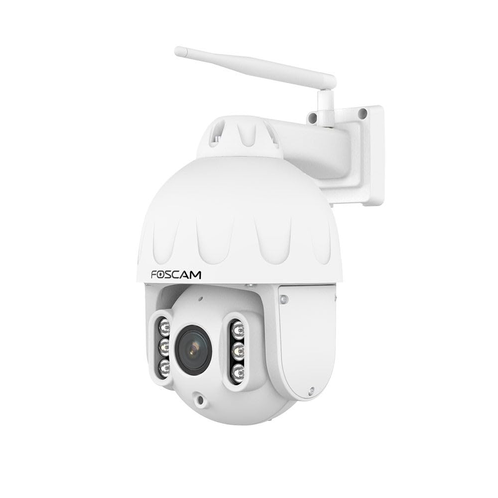 FOSCAM SD4 4MP Dual Band WLAN PTZ Dome Telecamera di sorveglianza con zoom ottico 4x e visione notturna fino a 50 metri, riconoscimento di persone, movimenti e rumori, bianco
