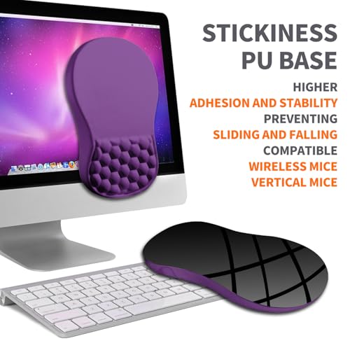Image of Ergonomic Joint Wrist Support Mouse Pad with Memory Foam Cushion Massage Bump, Carpal Tunnel Pain Relief Mousepad Slope Design for Wrist Rest, 11.8x7.9 in, Dark Violet