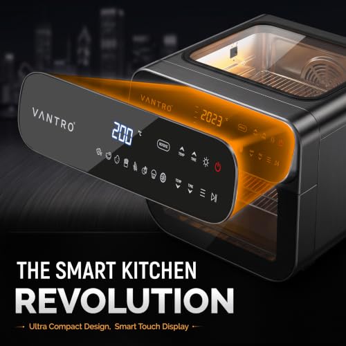Image of VANTRO 13L Digital Air Fryer Oven | 1800W | Top Glass Viewing Window | 360 Rapid Air Technology | Rotisserie, Bake, Grill, Roast | LED Touch Control | 6 Accessories