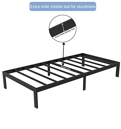 Firsthomes Felix/Twin Bed/Twin Platform Bed Frame/Twin Size Metal Bed Frame With Steel Slats/Twin Bed Frame/Easy Assembly/No Box Spring/Without Headboard/ 12” Height/Black #TOP4