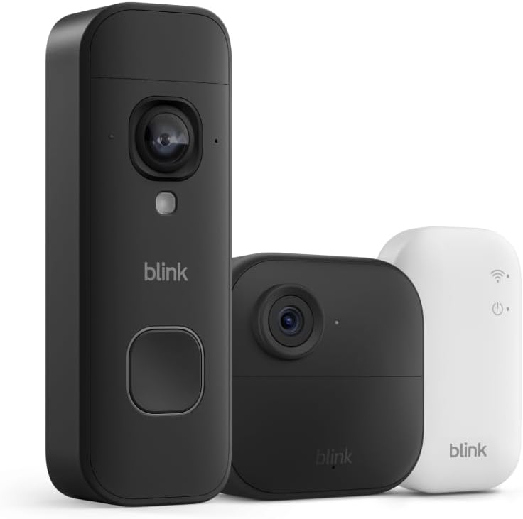Outdoor 4 and Battery Doorbell 2K+ (newest model) — Two-year battery 1080p camera and 2K battery doorbell. Sync Module Core included — 1 Camera + Doorbell (Black)