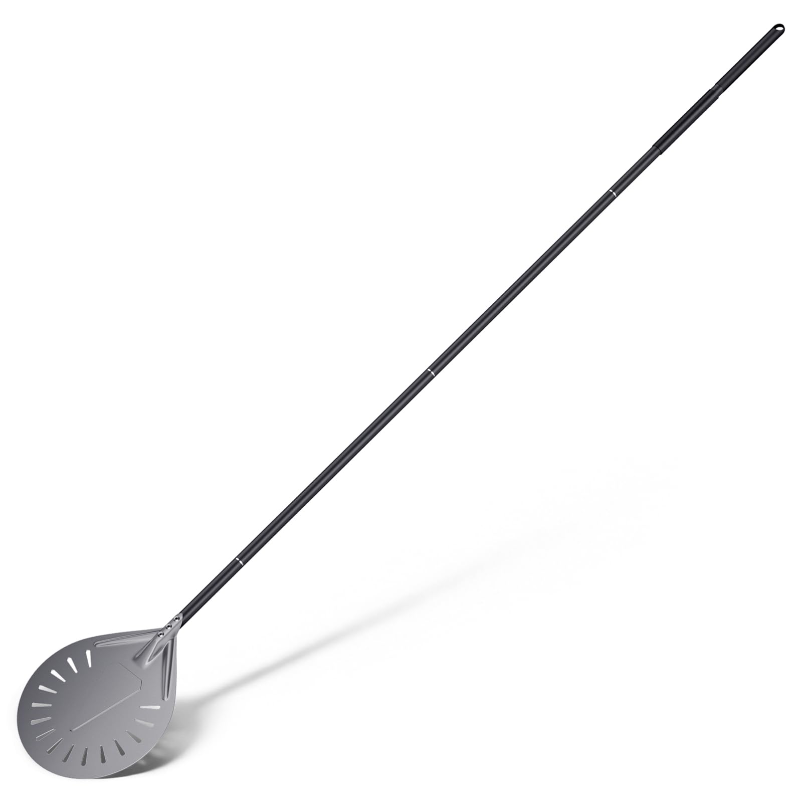 Pizzaschieber, 23 cm Pizzaschaufel perforierte Aluminiumschaufel mit abnehmbarem 160 cm langem Griff, leichte Pizzaschaufel zum Backen von hausgemachtem Pizzabrot