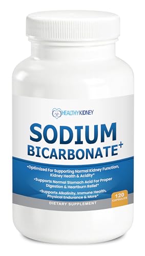Organic Sodium Bicarbonate Alkaline 650 mg Capsules - Enhanced Kidney Support Stomach Acid Neutralizer with Alkalizing Superfoods Immune & Sports Performance Aid Fast-Acting Antacid 120 Caps
