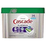 Cascade Platinum Dishwasher Pods, ActionPacs Dishwasher Detergent with Dishwasher Cleaner Action, Fresh Scent, 36 count