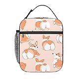 Oplp Cute Corgi Butt Lunch Bag Lunch Box Insulated Meal Bag Food Container for School Work Picnic Travel