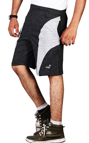Image of VEGO Mens Black Cotton Shorts, Bermuda, Half Pant