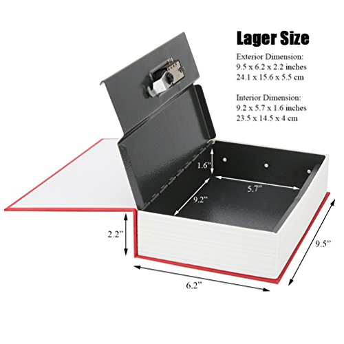 Book Safe With Combination Lock - Jssmst Home Dictionary Diversion Metal Safe Lock Box For Home Office Code Lock Money Box High Capacity, 9.5 X 6.2 X 2.2 Inch, Sm-Bs0404L, Red Large #TOP7