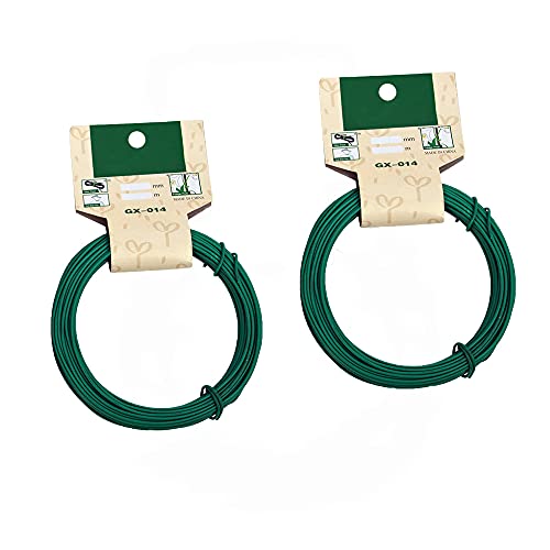 Desconocido Pack 2 Alambre de Jard�nAcero Recubierto de Pl�stico 30Metros/ Alambre de Jard�n/Alambre Plastificado/Cuerda de Alambre Plastificado para Jardiner�a Hogar y Oficina 2 Rollos 30m (Verde)�