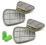 3M Filtros 6059 ABEK1 s- Filtro de Gases y Vapores 4 piezas (2 pares) + Tapones para los oídos SmartProduct