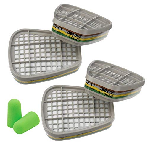 3M Filtros 6059 ABEK1 s - Filtro de Gases y Vapores, 4 piezas con SmartProduct Tapones para los oídos Cover