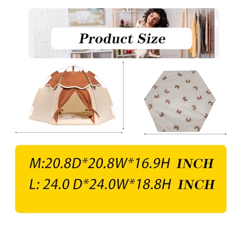 Gigreinc Cat Tent for Indoor, Indoor Dog House,Kitten Tent Suitable for Samll Dogs,Pet Cute Cave Nest Dog Houses(Beige, Large) - Image 5
