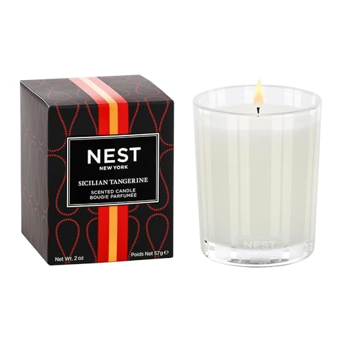Image of NEST New York Scented Votive Candle, Sicilian Tangerine - 2 oz - Up to 28-Hour Burn Time - Reusable Glass Vessel