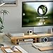 ROCDEER Bamboo Dual Monitor Stand Riser Natural, 2-Tier Desk Monitor Riser for 2 Monitors, Supports for PC Computer Monitor, Printer, Heavy TV Riser up to 300 lbs