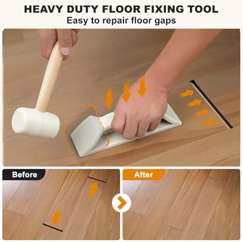 Floor Gap Fixer Tool – LVP Flooring Gap Fixer Kit,Low-Noise Nylon Mallet & Plank Grabber with Washable Pads for Laminate/Hardwood Floor Repair by parknshop - Image 2