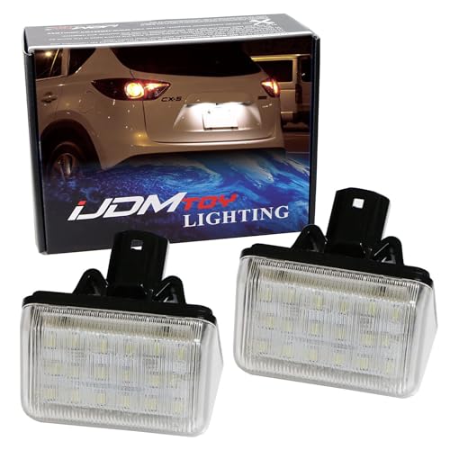 iJDMTOY OEM-Fit 3W Full LED License Plate Light Kit Compatible With Mazda CX-5 CX-7 Mazda6 Mazdaspeed6, Powered by 18-SMD Xenon White LED & Can-bus Error Free